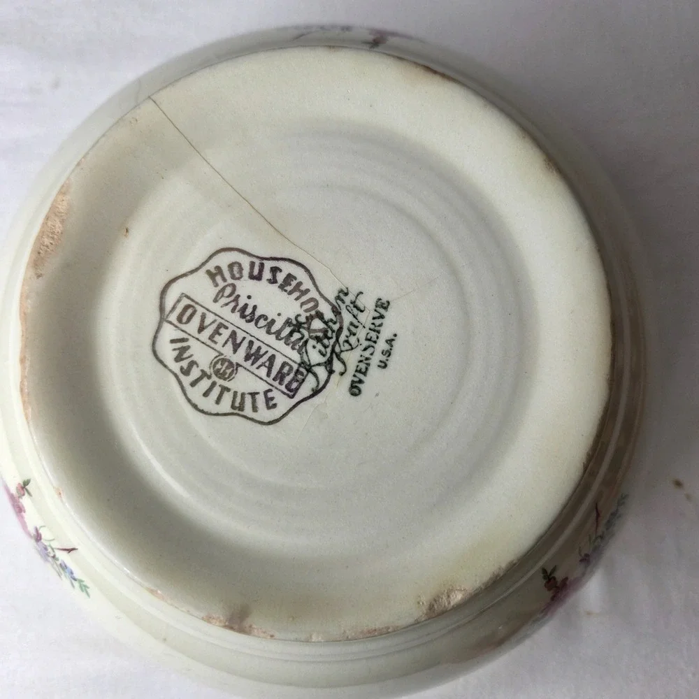 Vtg Kitchen Kraft Priscilla OvenServe USA Floral Ceramic Mixing Bowl 9